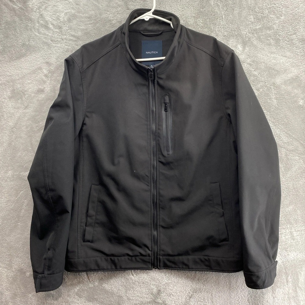 Nautica Black Softshell Jacket Men's XL Water & Wind Resistant